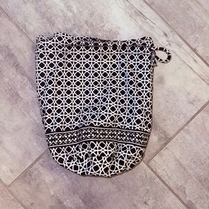 Vera Bradley Black Geometric Waterproof Drawstring Bag Travel Beach Gym Laundry‎